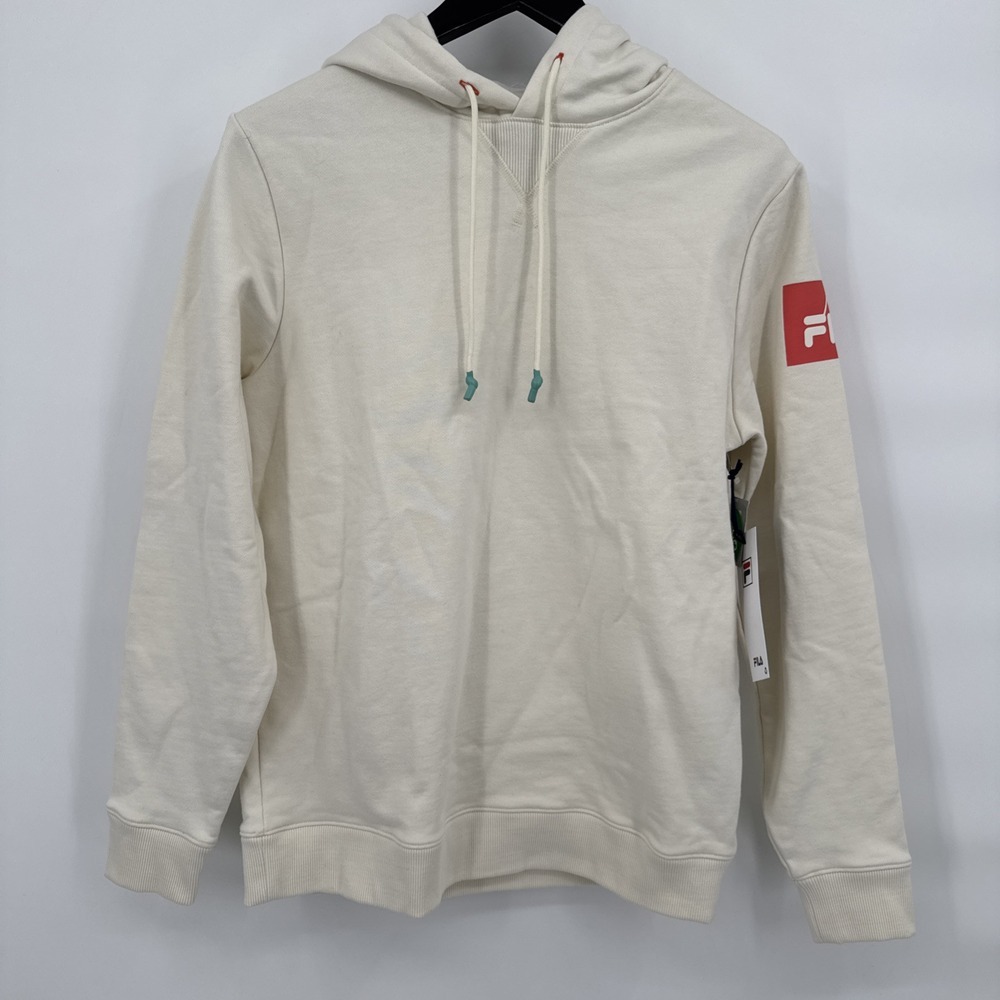Fila Women's Size XS Harmony Sweatshirt Hoodie Ivory Organic Cotton‎ Runs Big